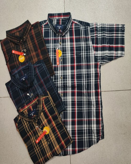  پیراهن آستین کوتاه چهارخانه کد 801143 