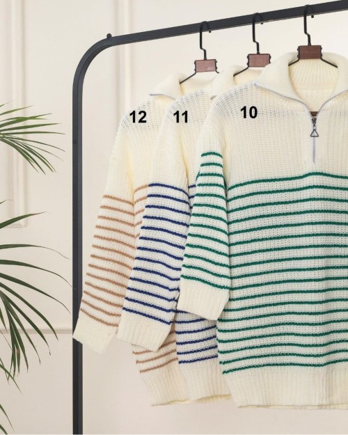 بلوز بافت زیپدار فندوقی کد ۴۰۱۴
