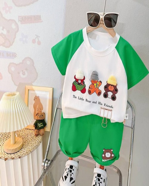  ست اسپرت تیشرت و شلوارک طرح خرسی 