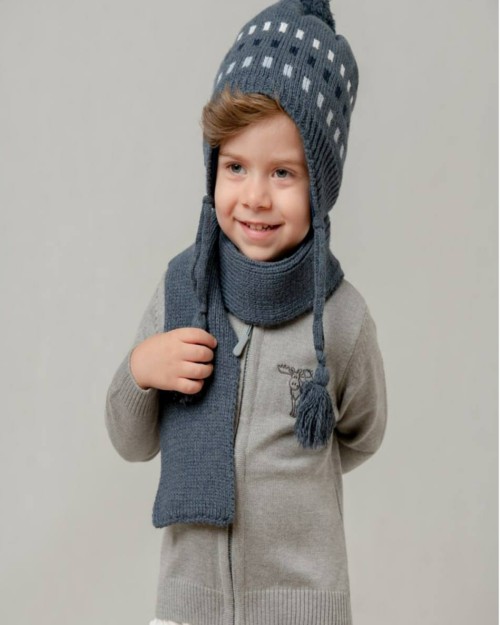  ست پسرانه زمستانه شال و کلاه و سویشرت بافتنی 