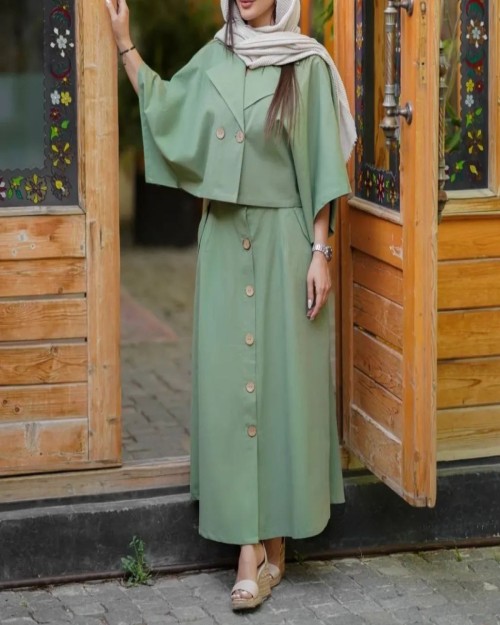  کت و دامن جلو دکمه مشخصات